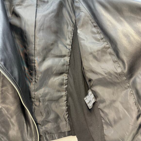 Black Rivet Vegan Leather Jacket Women's L Black GIII Moto Motorcycle Stretch - Picture 5 of 13